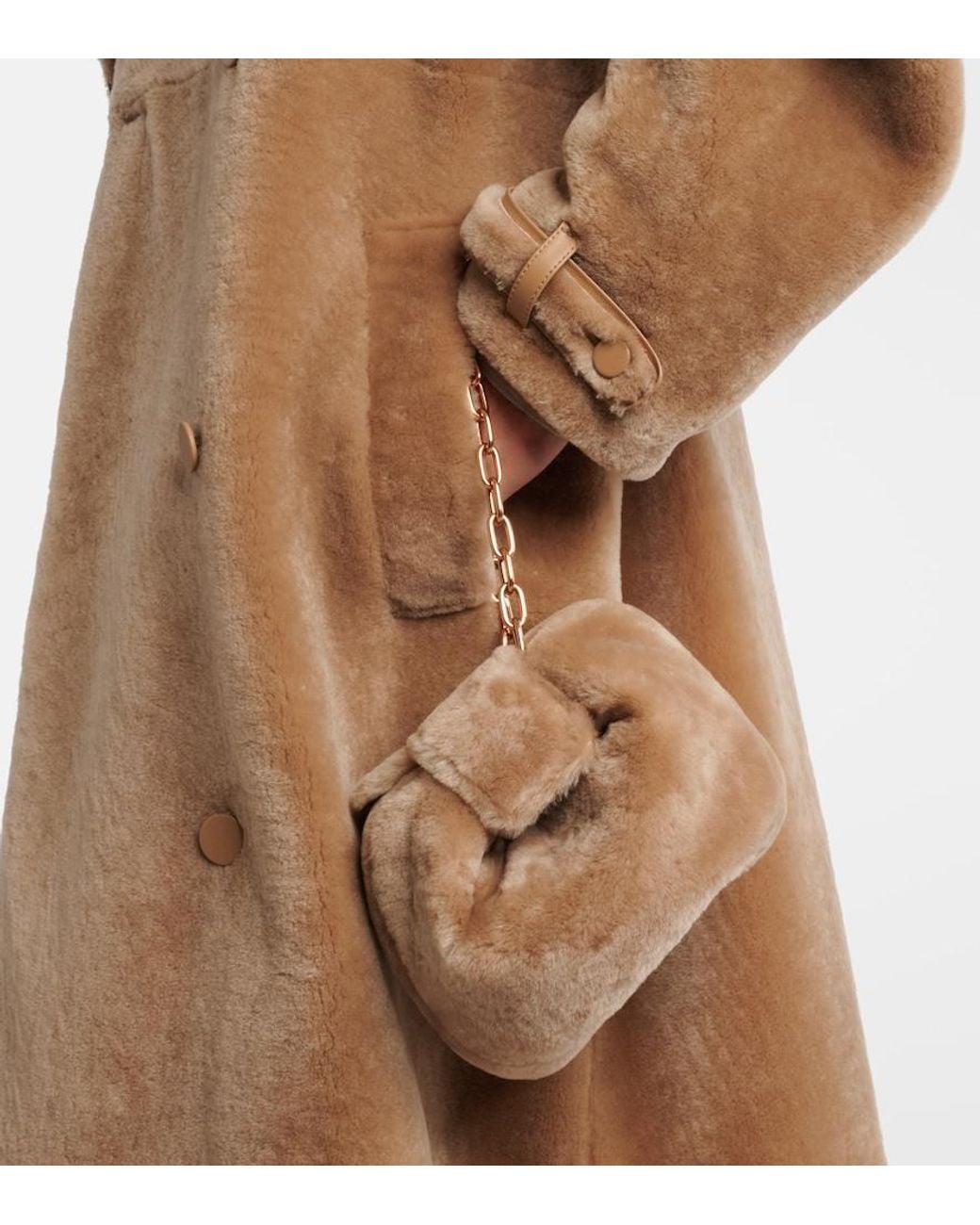 Gabriela Hearst Natural Demi Small Shearling Clutch