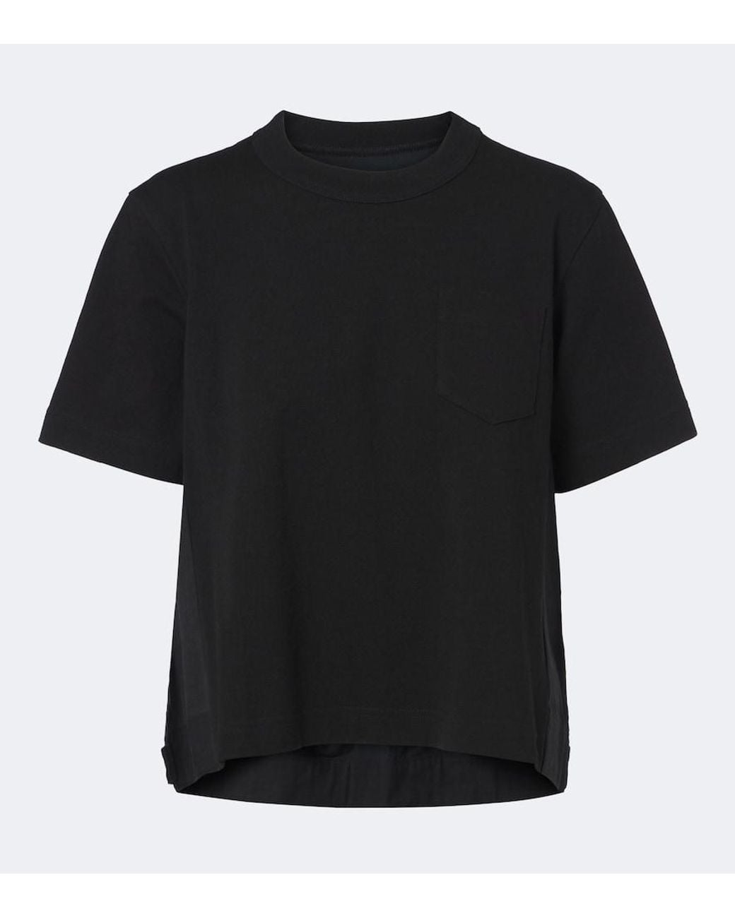 Sacai Black Cotton Jersey And Denim T-Shirt