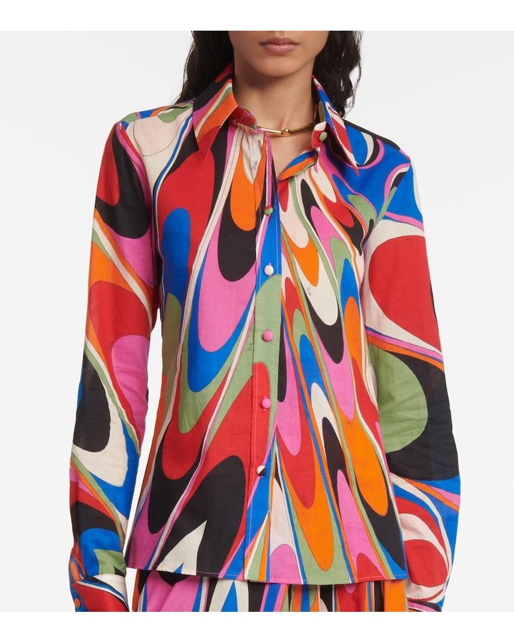 Emilio Pucci Red Hemd Onde Aus Baumwolle
