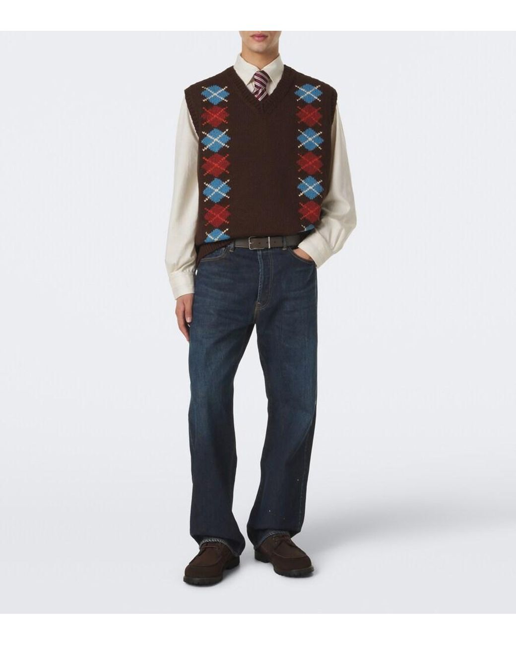 Visvim Brown Diamante Wool And Cashmere Sweater Vest for men
