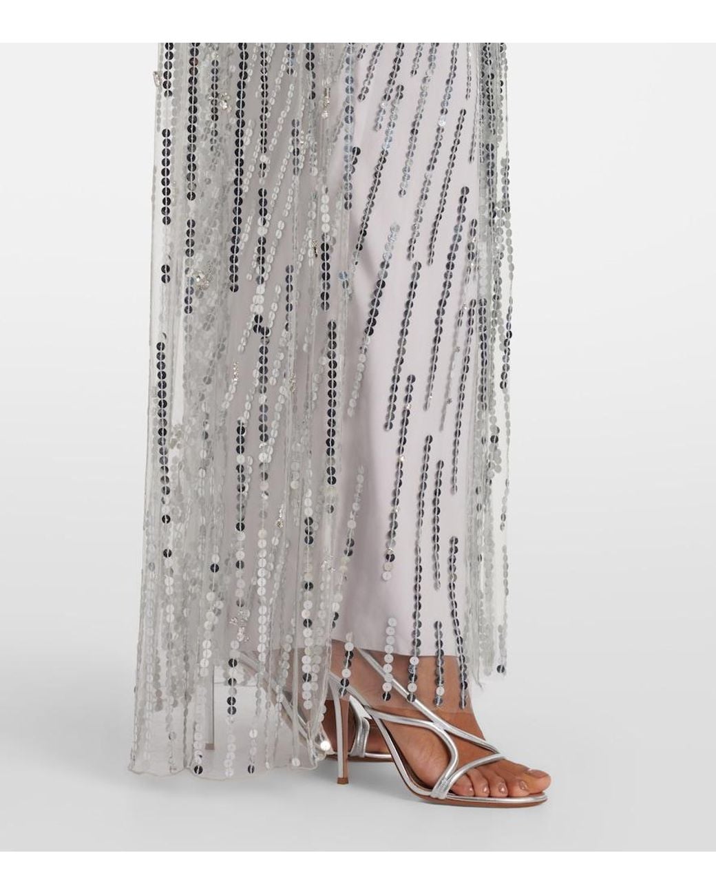 Jenny Packham Gray Rush Sequined Cocktail Dress