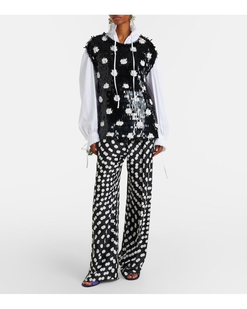 Dries Van Noten Black Cuzco Sequined Silk Top