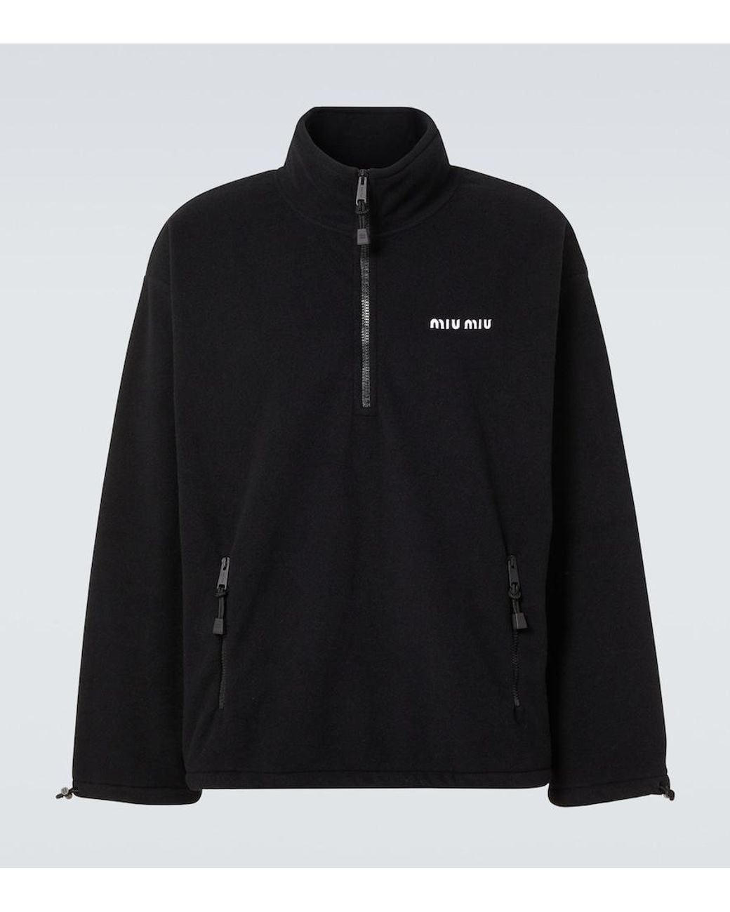 Miu Miu Black Fleece Half-Zip Sweater for men