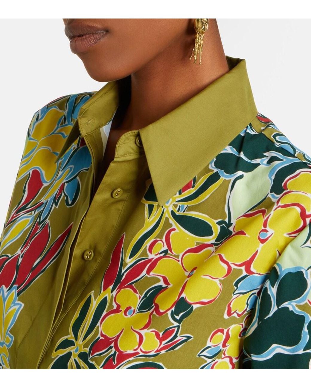 ALÉMAIS Green Solstice Floral Cotton-Blend Shirt