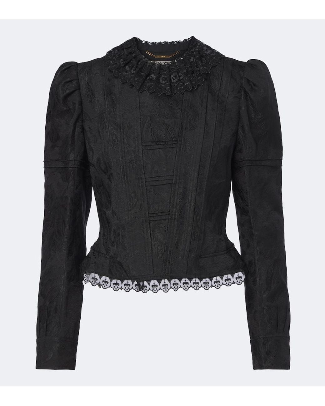 Chloé Black Wool And Silk-Blend Jacquard Lace Jacket