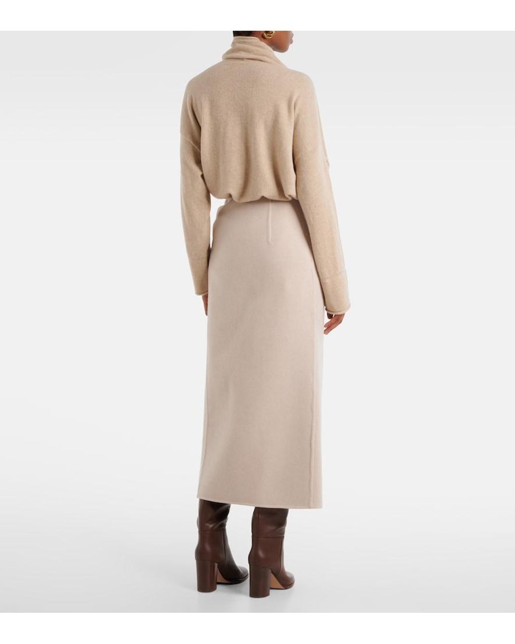 Max Mara Natural Zuppa Wool And Cashmere Wrap Skirt