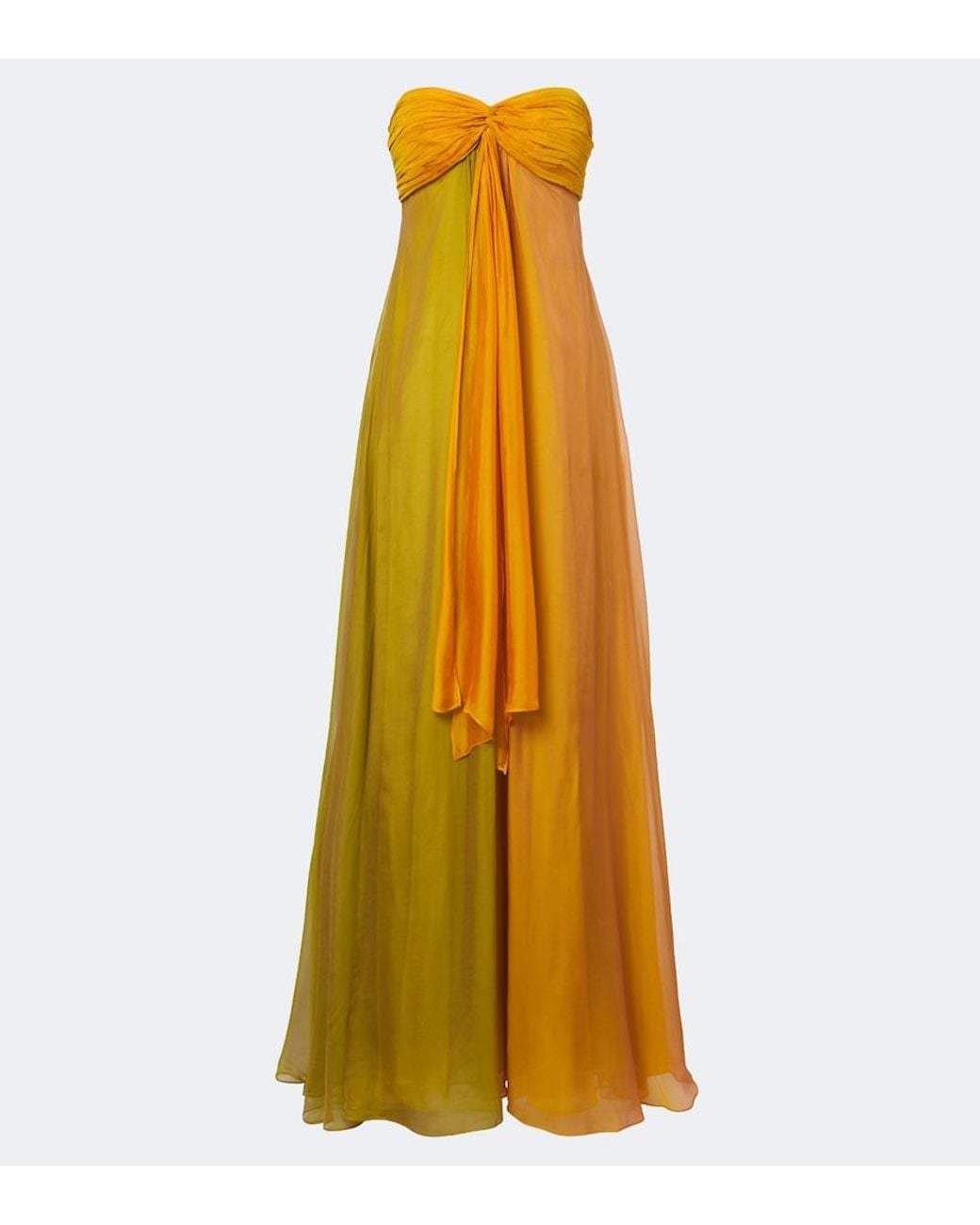 retroféte Yellow Lunaria Chiffon Maxi Dress