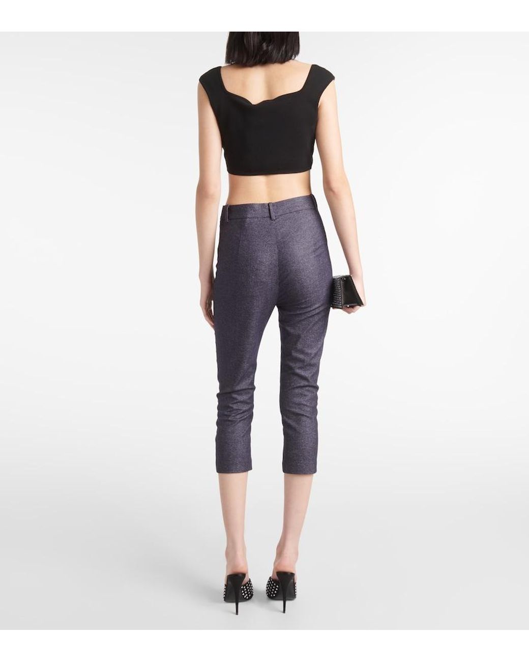 Magda Butrym Gray High-Rise Wool And Cotton Cropped Pants