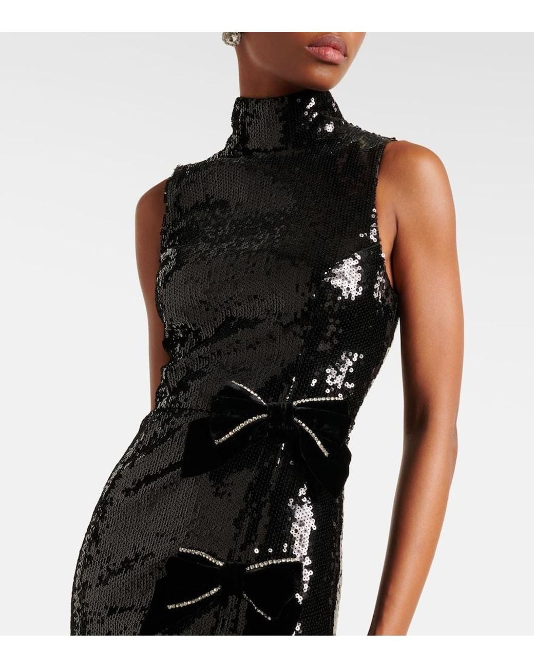 Rebecca Vallance Black X Nicky Hilton Lena Bow-Detail Sequined Gown