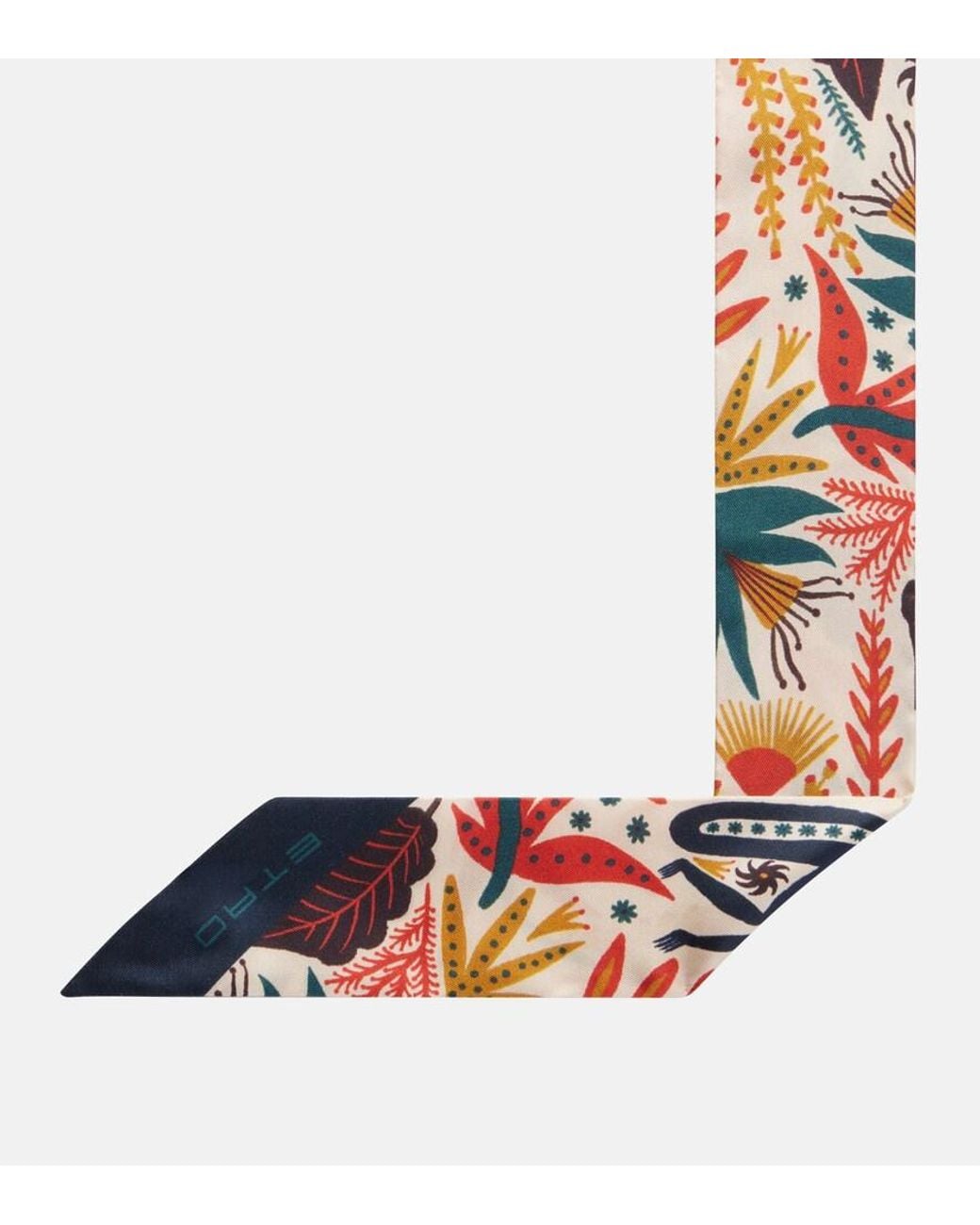Etro White Printed Silk Twill Scarf