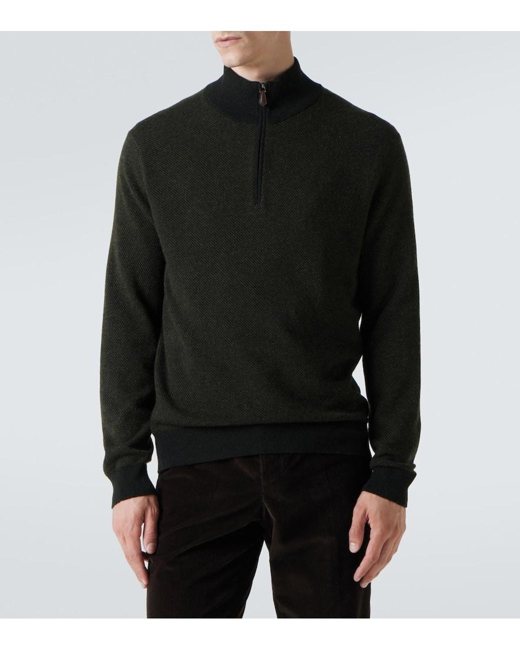 Loro Piana Black Roadster Cashmere Half-Zip Sweater for men