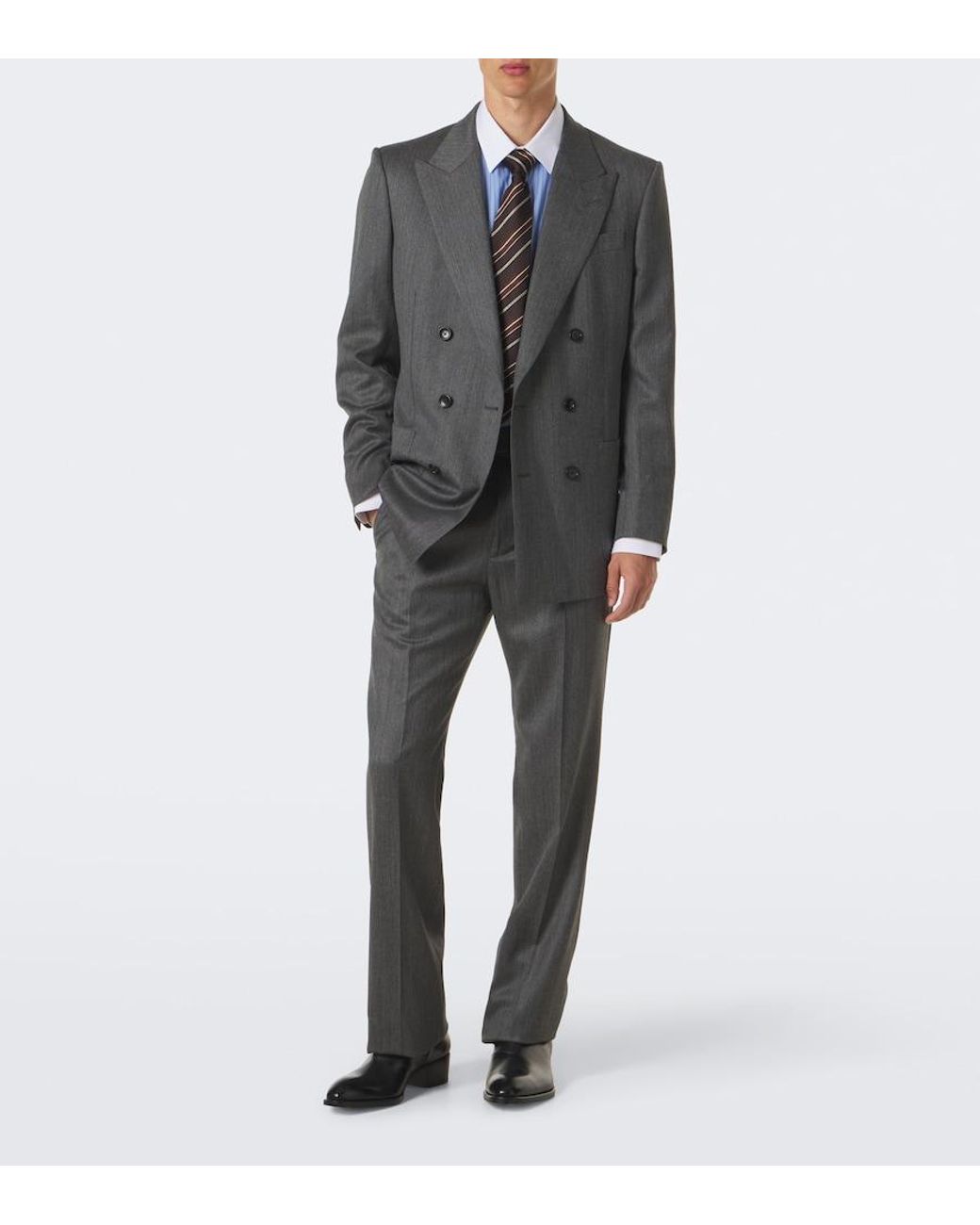 Tom Ford Blue Striped Cotton Satin Shirt for men