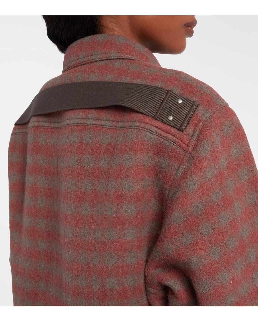 Rick Owens Red Checked Virgin Wool Overshirt