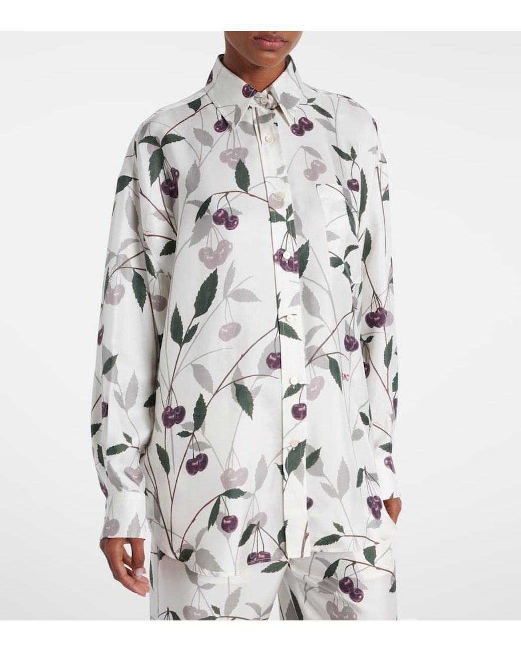 Stella McCartney Gray Printed Silk Twill Shirt