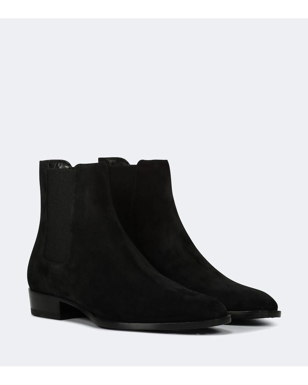 Saint Laurent Black Wyatt 30 Suede Ankle Boot for men