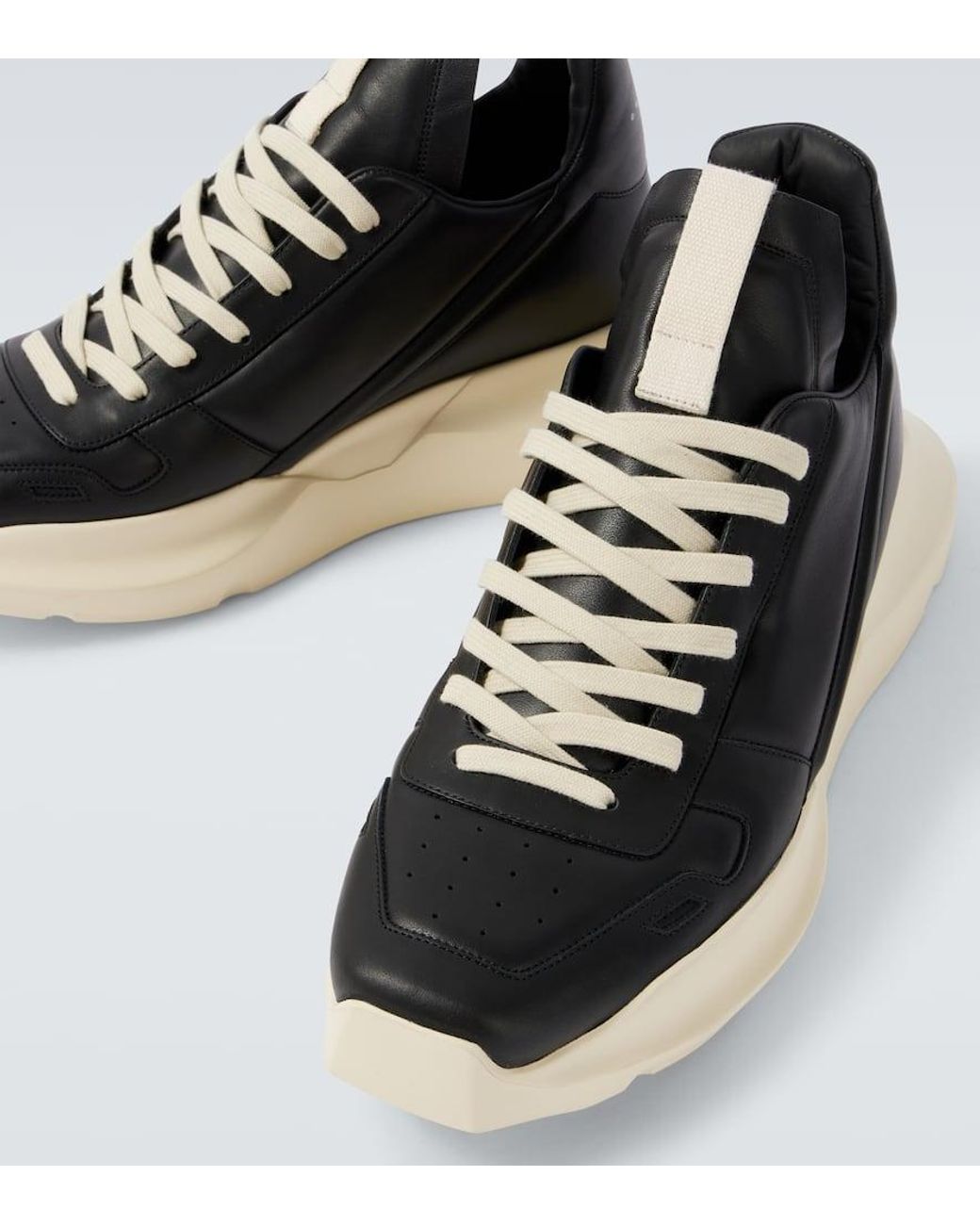 Rick Owens Geth Runner Leather Sneakers in Black for Men | Lyst