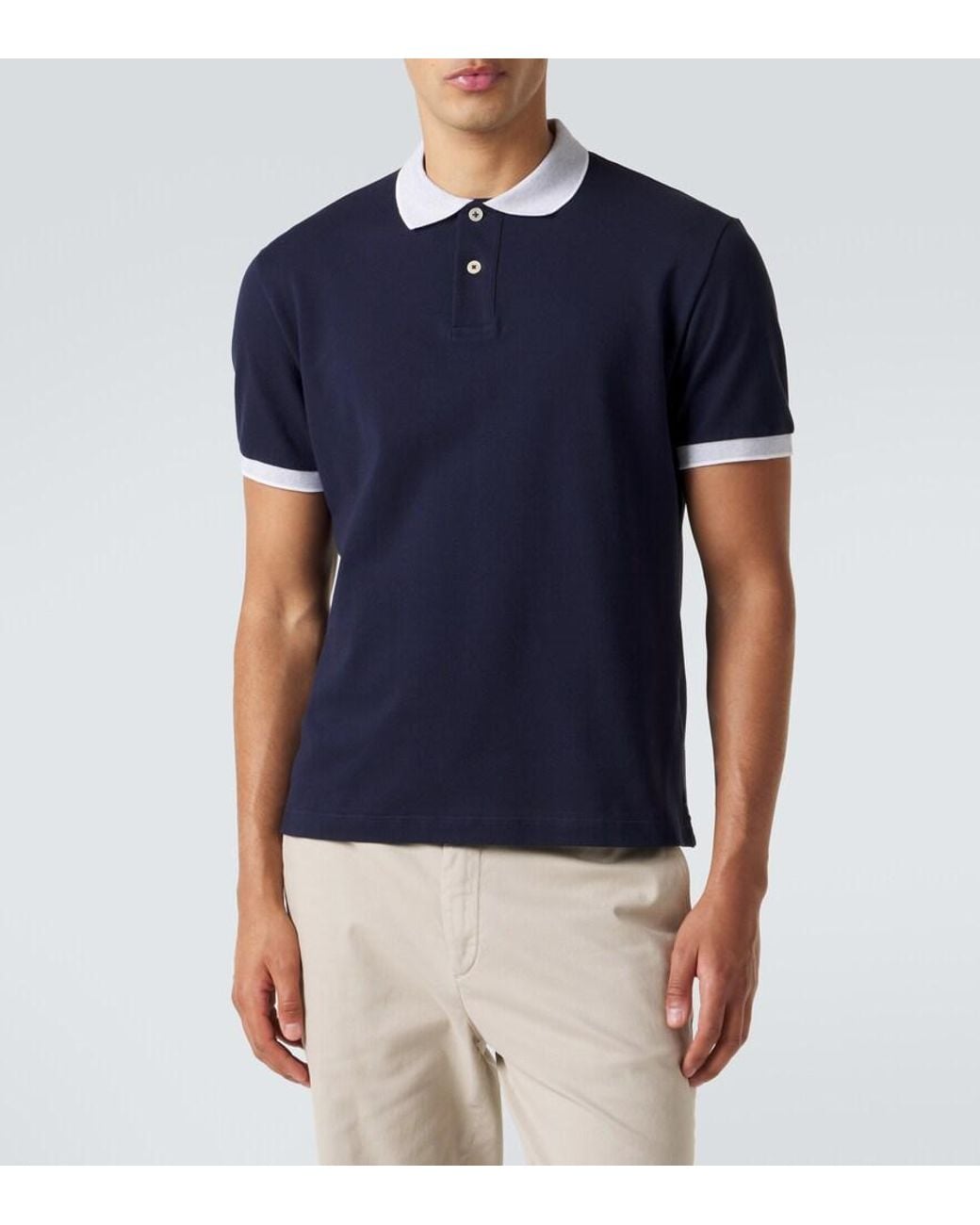 Eleventy Blue Cotton Pique Polo Shirt for men