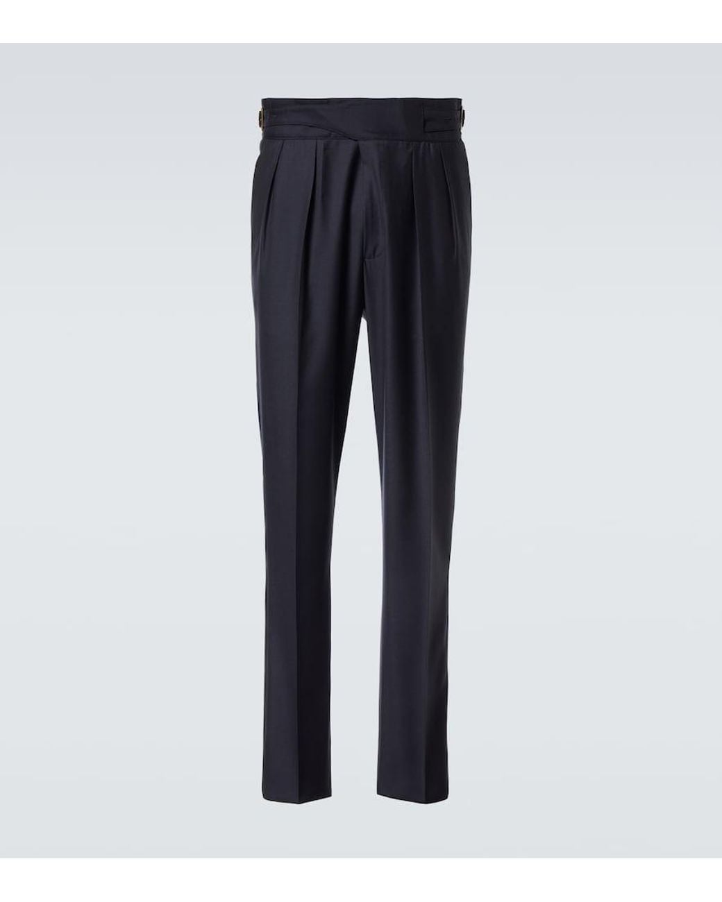 Rubinacci Blue Manny Virgin Wool Straight Pants for men