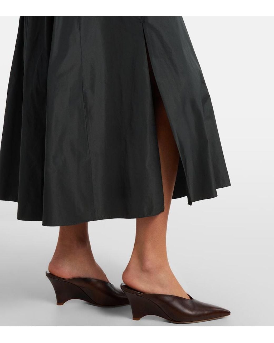 Max Mara Black Taffeta Midi Skirt