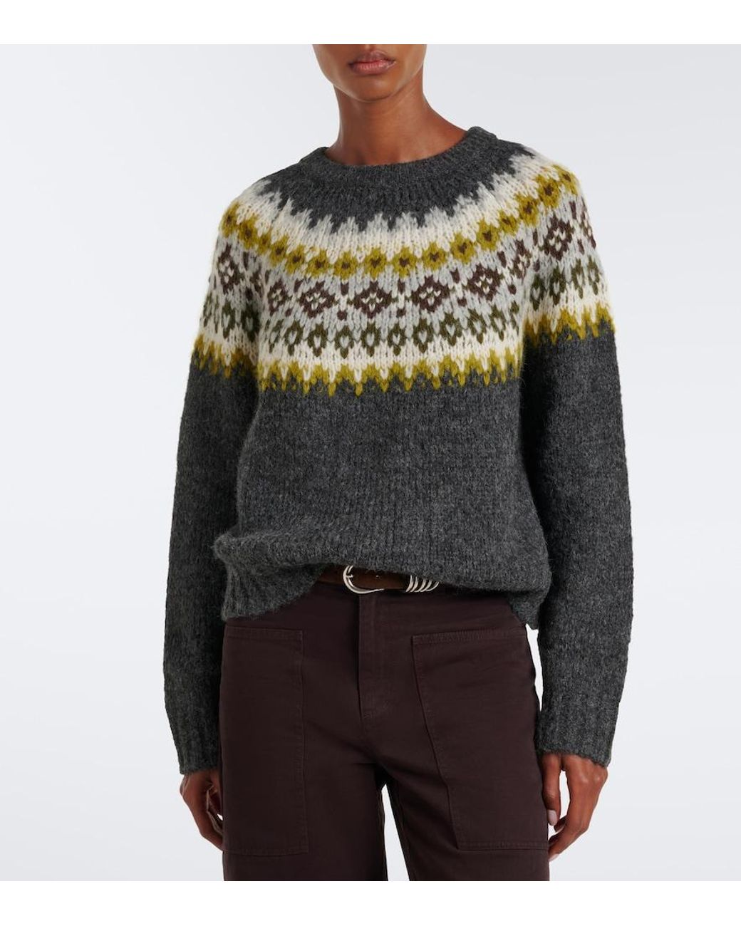 Velvet Gray Fair Isle Alpaca And Wool-Blend Sweater