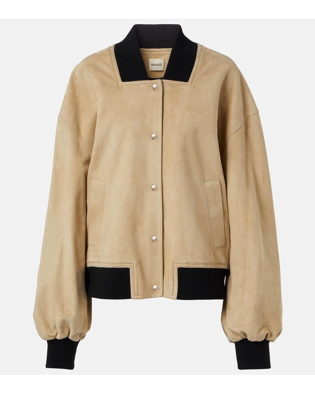 Khaite Natural Spence Suede Bomber Jacket