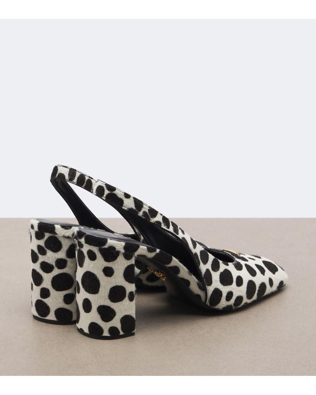 Prada White Cow-Print Calf Hair Slingback Pumps