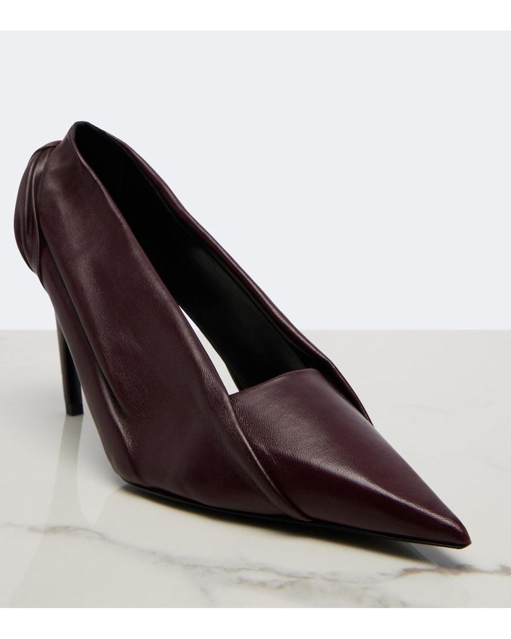 Khaite Brown Eve Draped Leather Pumps