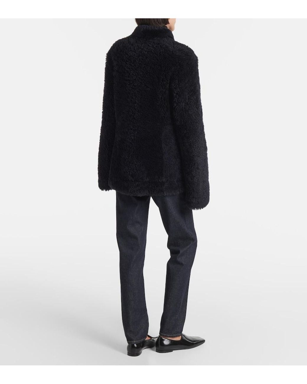 Totême Black Shearling Leather Jacket