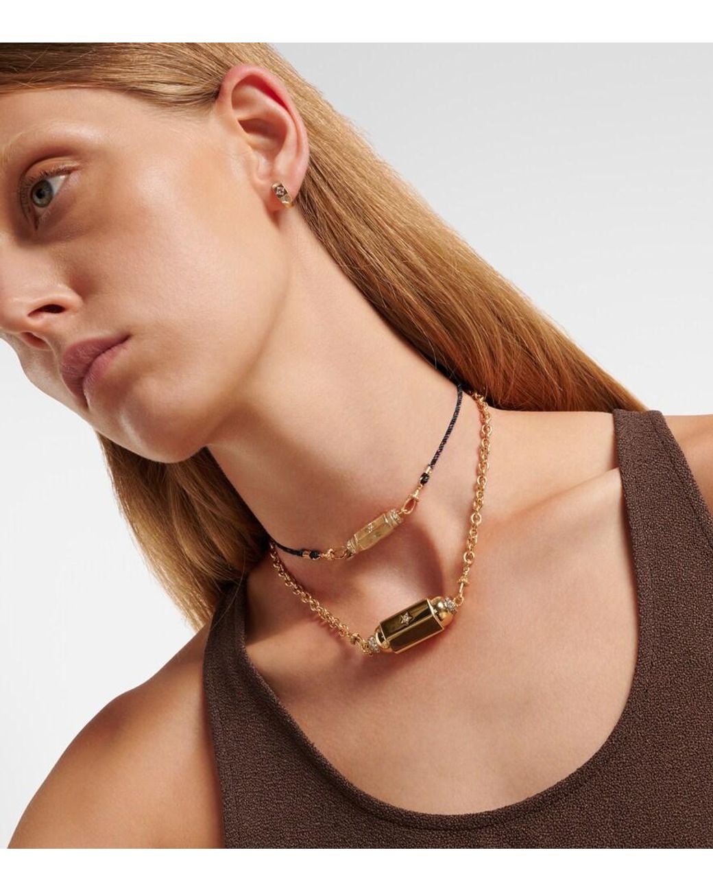 Marie Lichtenberg Metallic Jumbo 18Kt Pendant Necklace With Diamonds