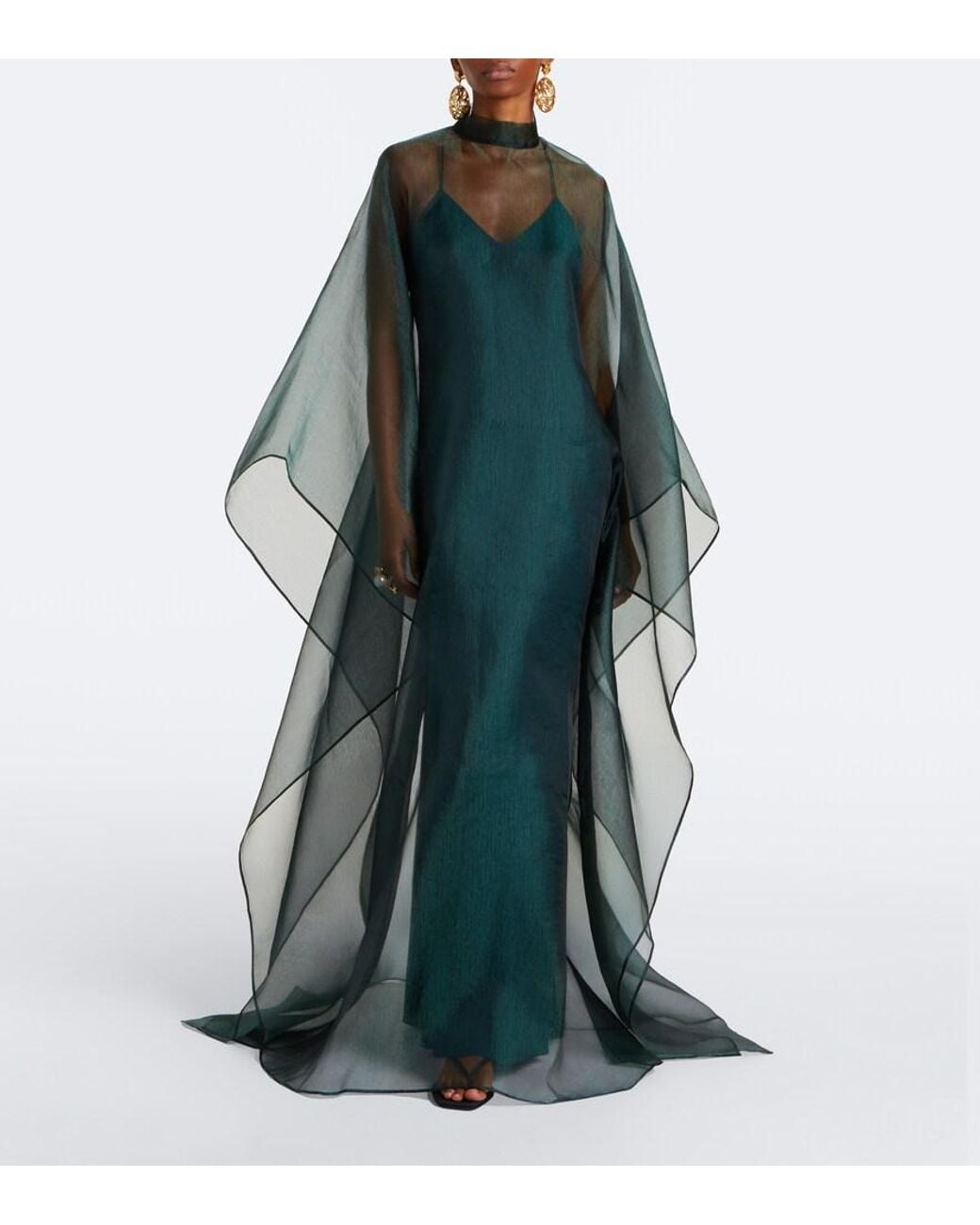 Taller Marmo Blue Sphinx Sheer Draped Organza Kaftan
