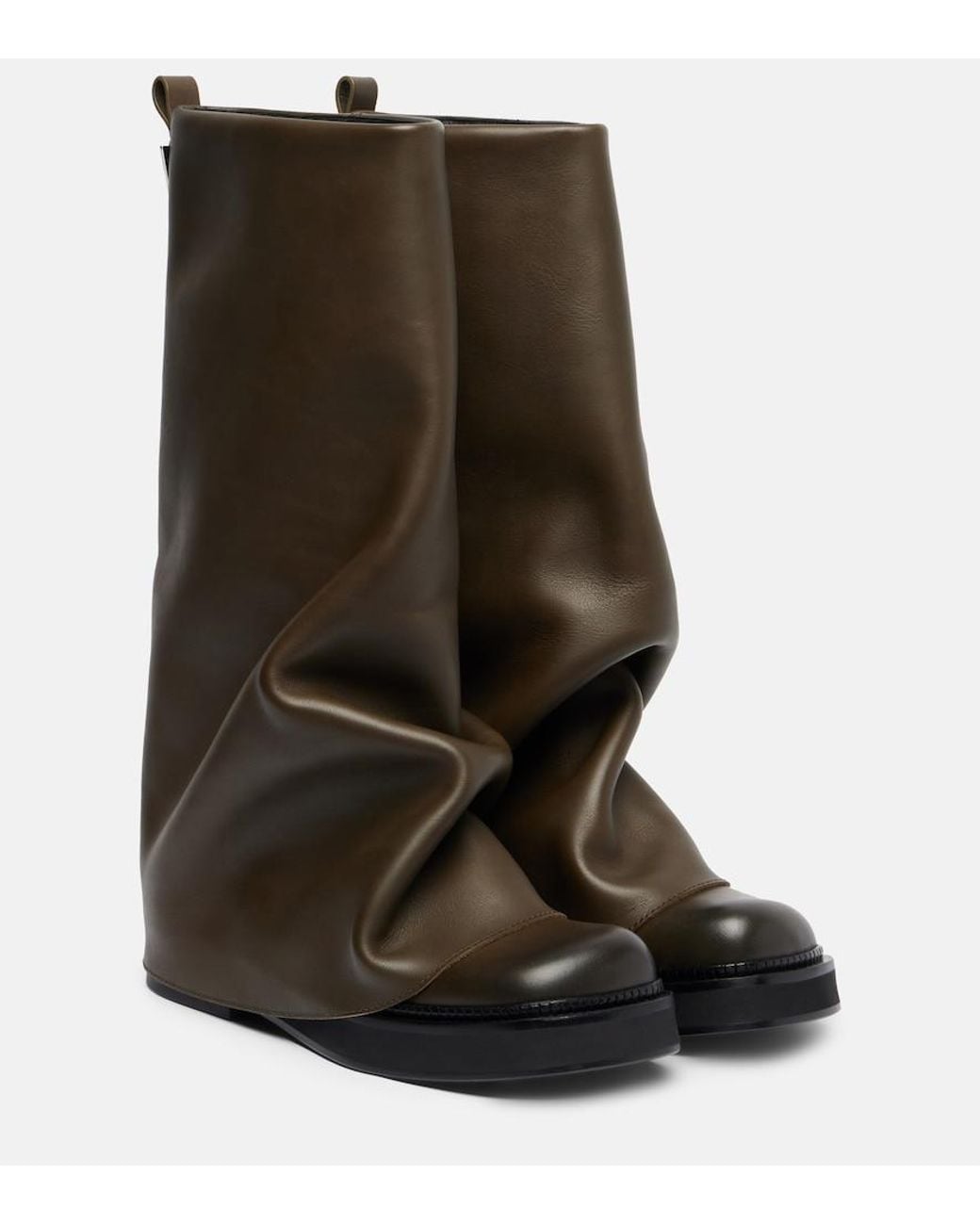 The Attico Green Robin Leather Combat Boots