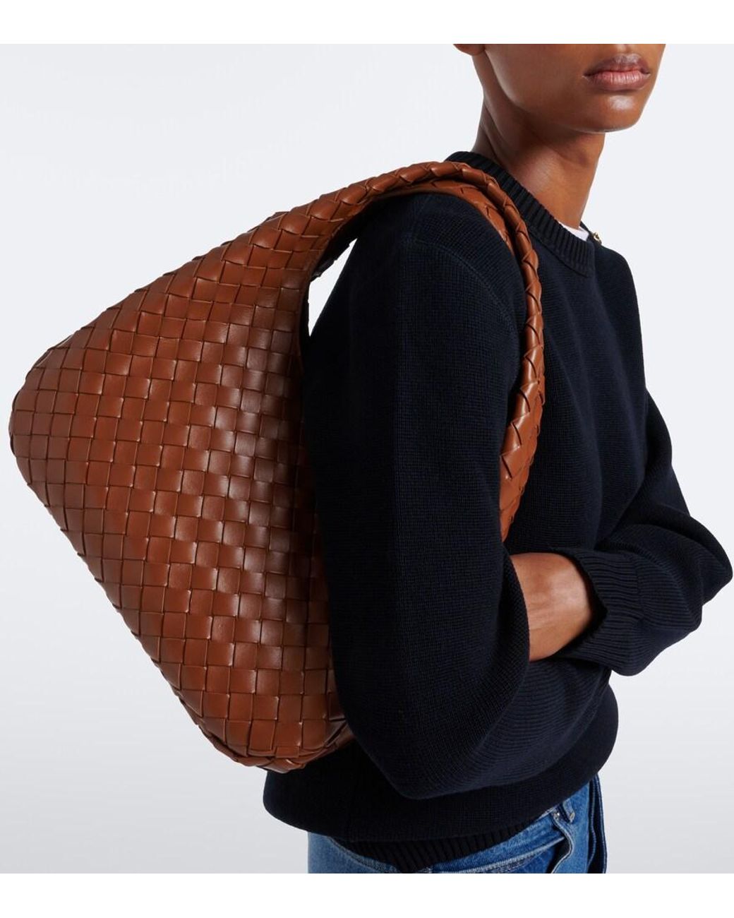 Bottega Veneta Brown Campana Medium Leather Shoulder Bag