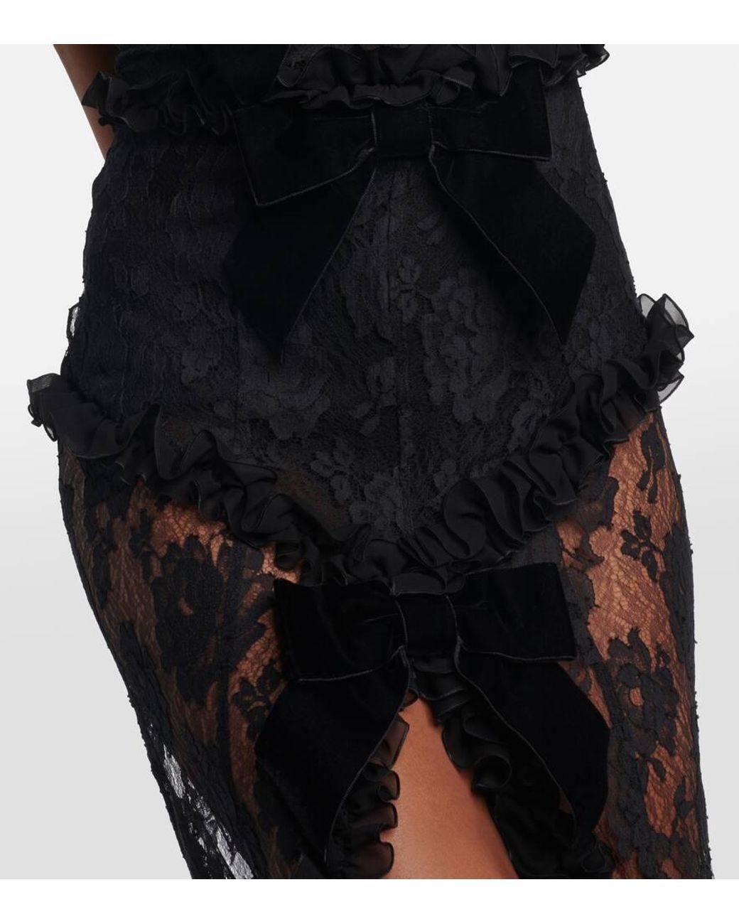 black disc dress Alessandra Rich 2019 S/S Chained Rhinestone Sheer Lace Gown  Recess