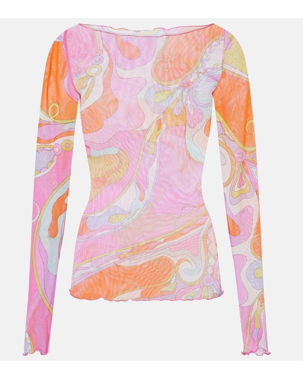 Emilio Pucci Pink Orchidee Sheer Tulle Top