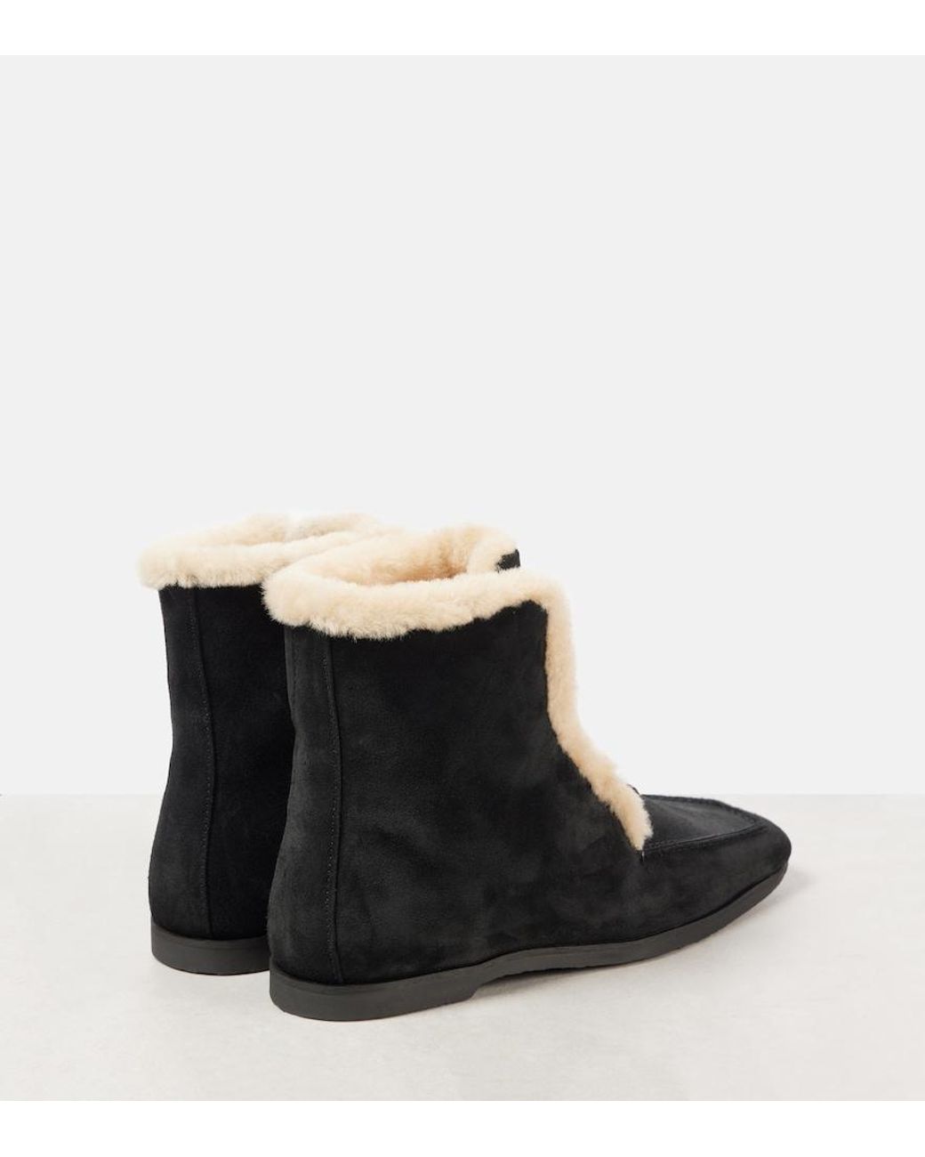 Totême  Black Shearling-Lined Leather Ankle Boots