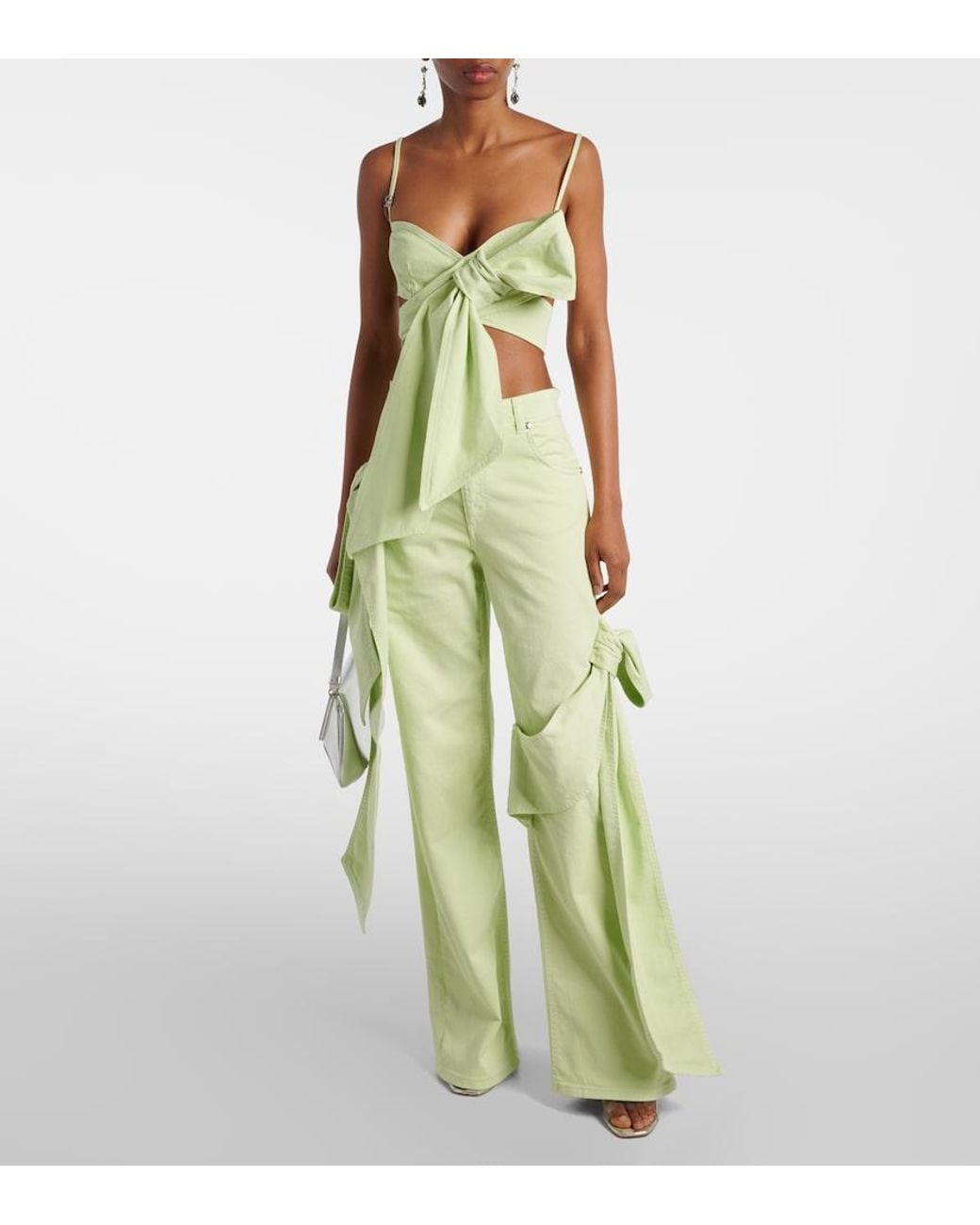 Blumarine White Draped Straight Jeans