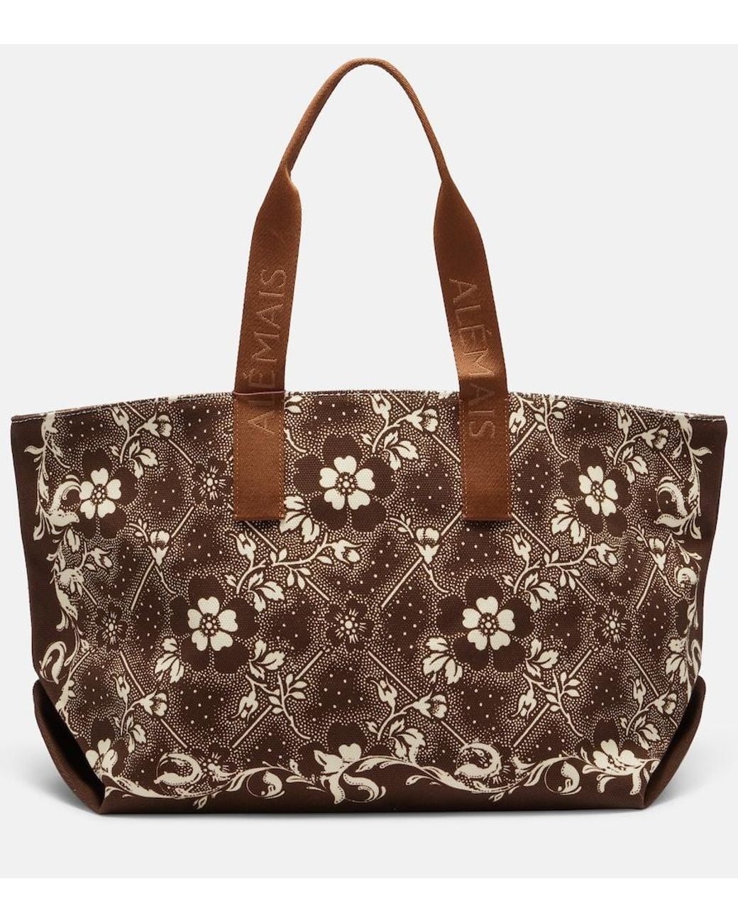 ALÉMAIS Brown Floral Canvas Tote Bag