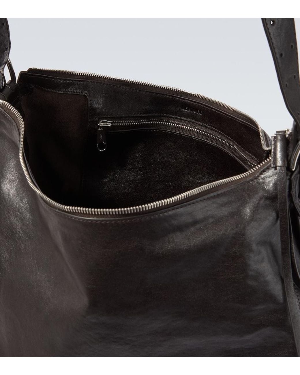 Lemaire Black Belted Leather Shoulder Bag for men