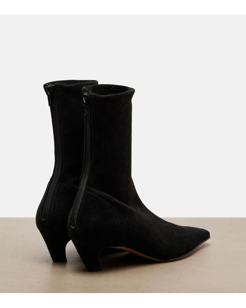 Khaite Black Arizona Suede Ankle Boots