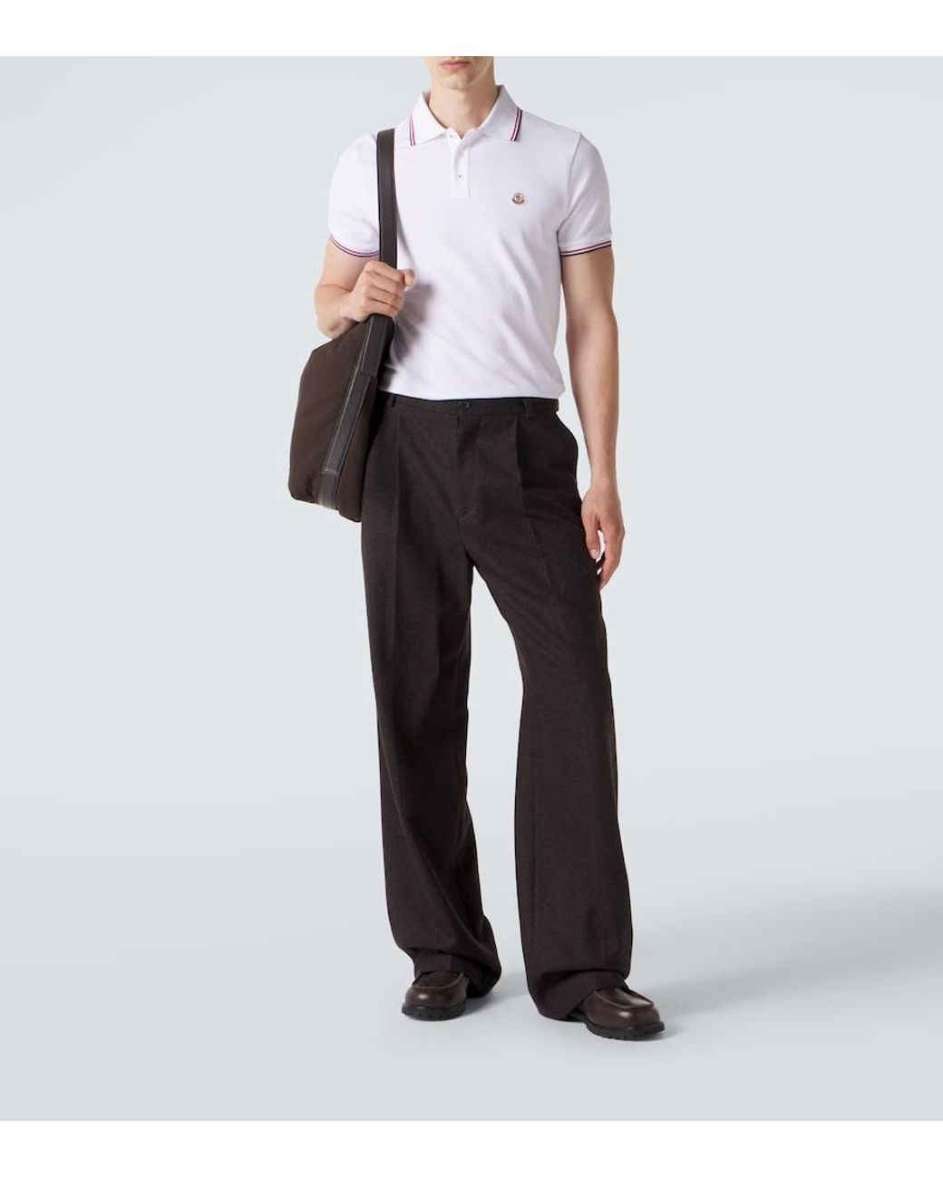 Moncler White Permanent Cotton Jersey Polo Shirt for men