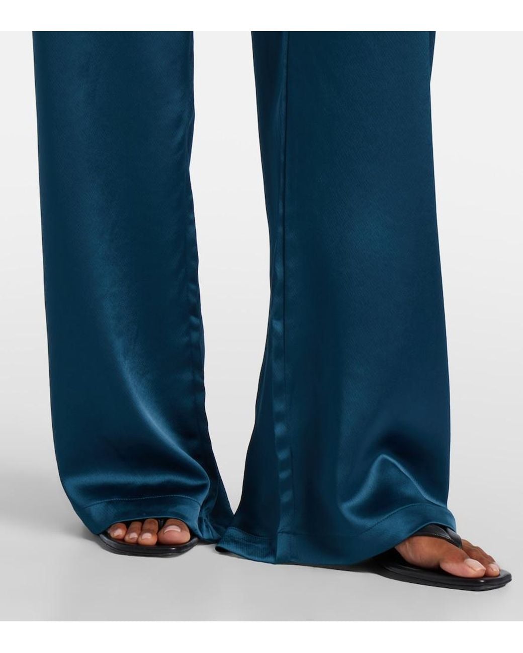 Leset Blue Barb Satin Wide-Leg Pants