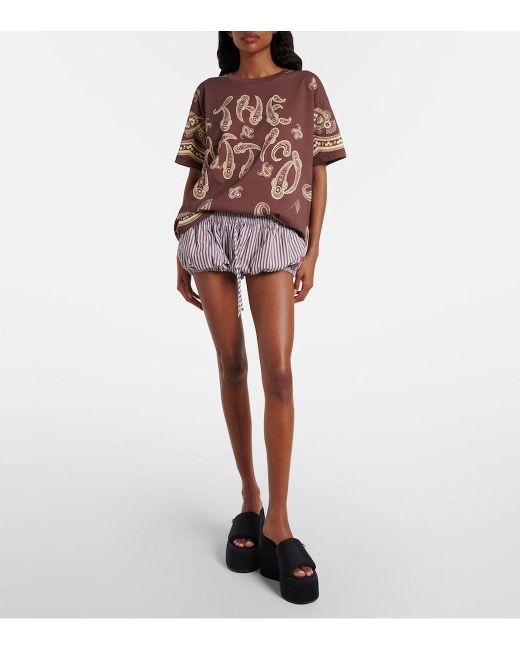 The Attico Brown Bandana Oversized Cotton Jersey T-Shirt