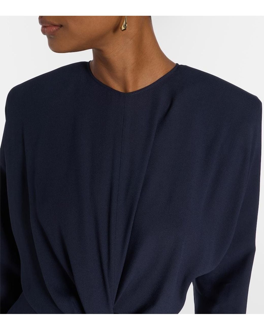Stella McCartney Blue Gathered Satin Midi Dress