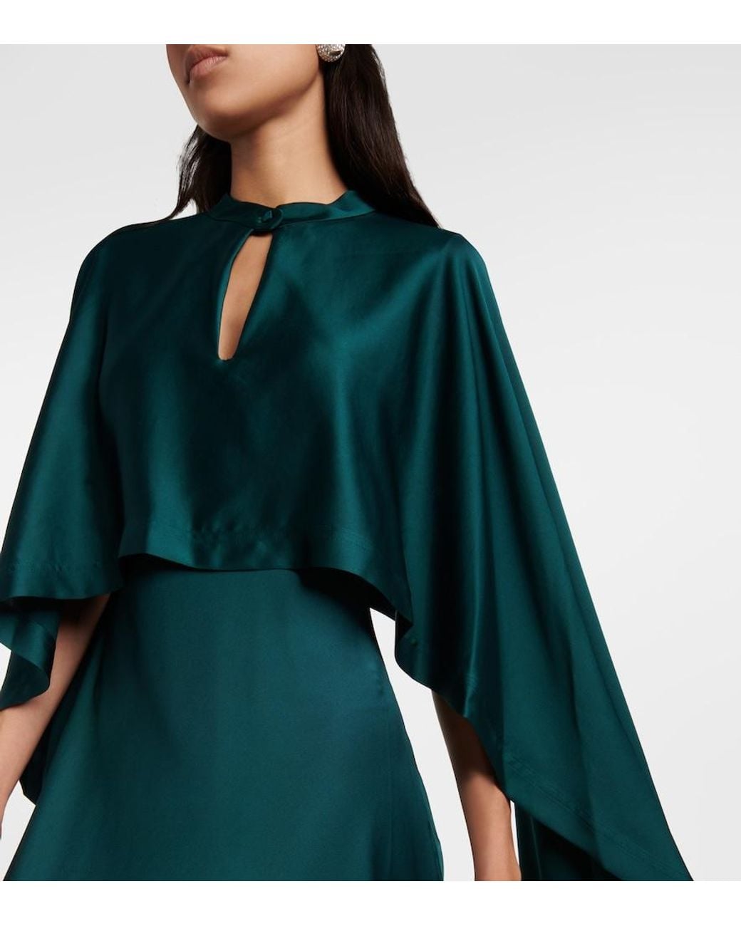 Jonathan Simkhai Green Amory Cape-Effect Draped Satin Gown