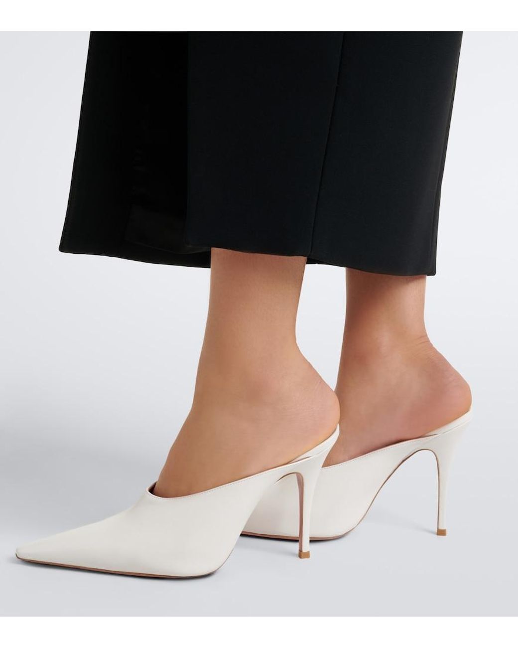 AMINA MUADDI White Felicia Leather Mules