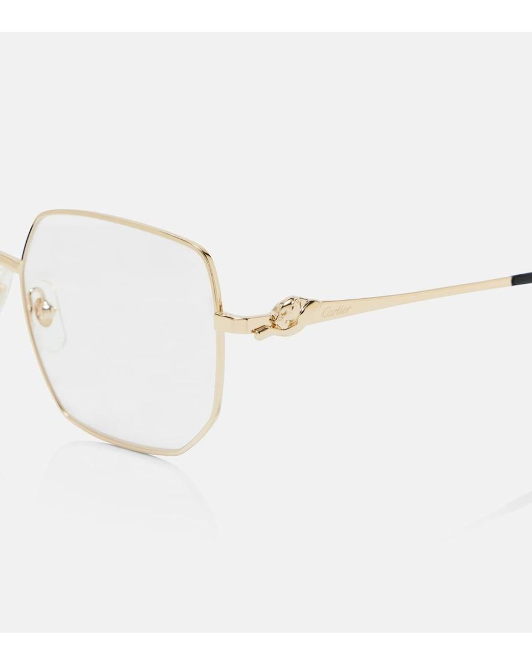 Cartier Metallic Eckige Brille Panthere De Cartier