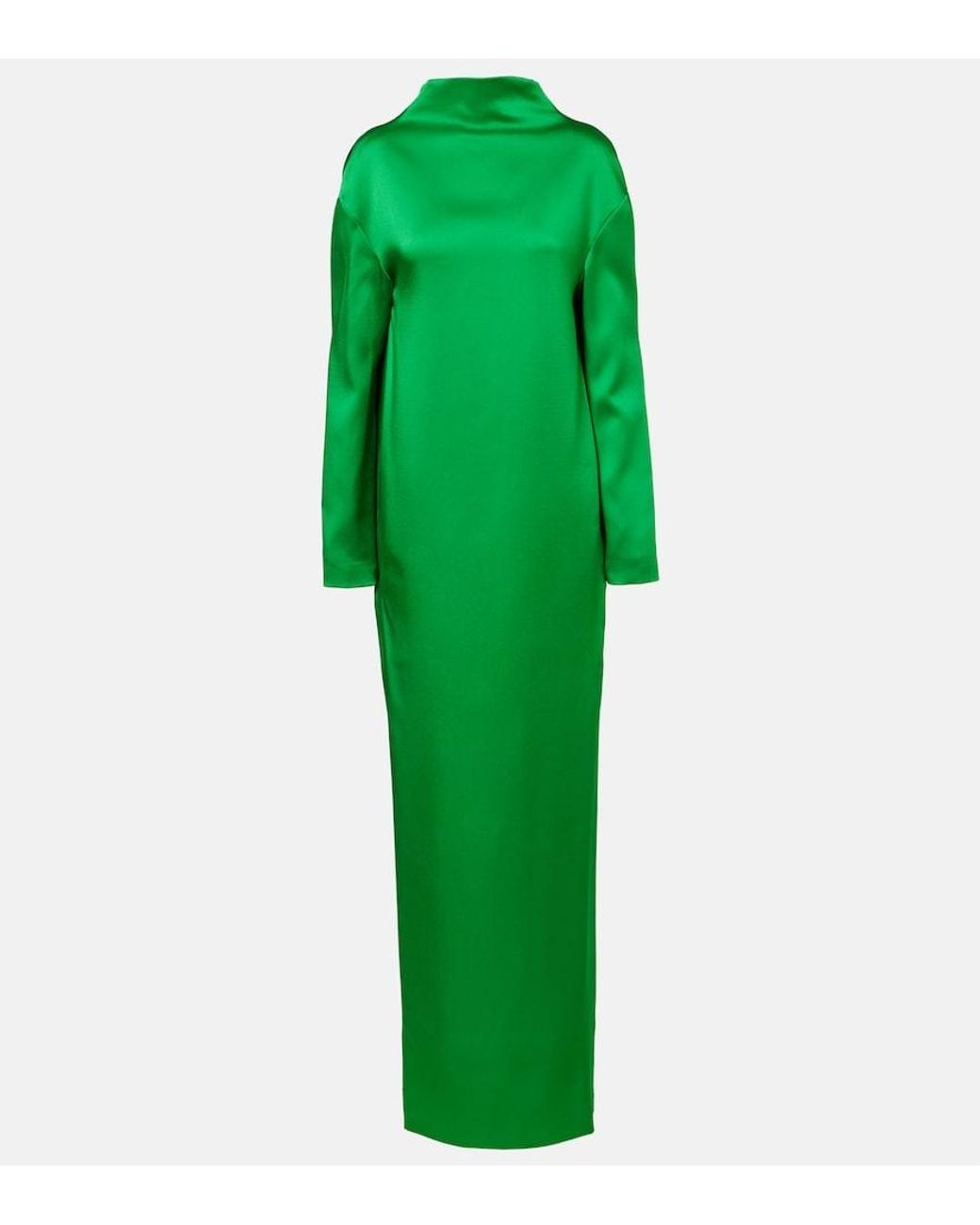 Tom Ford Green Oversized Open-Back Satin-Crepe Gown