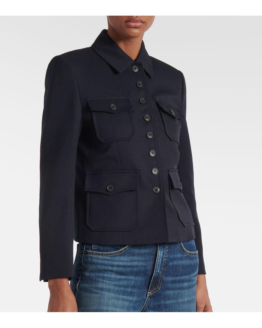 Nili Lotan Blue Jamison Virgin Wool Jacket