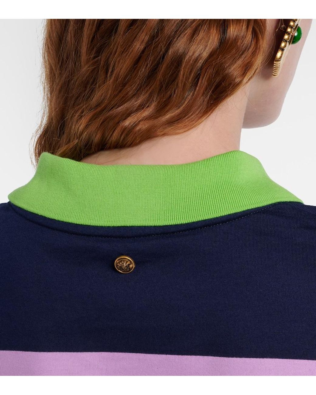 Versace Blue Striped Cotton Jersey Polo Sweater