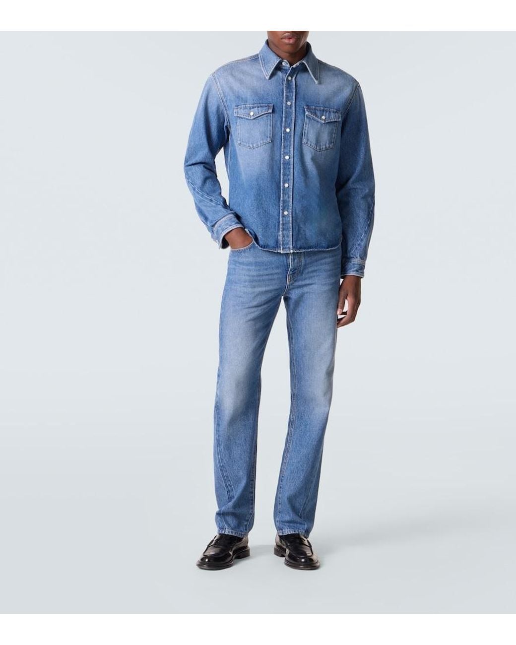 Givenchy Blue Couture Seam Denim Shirt for men
